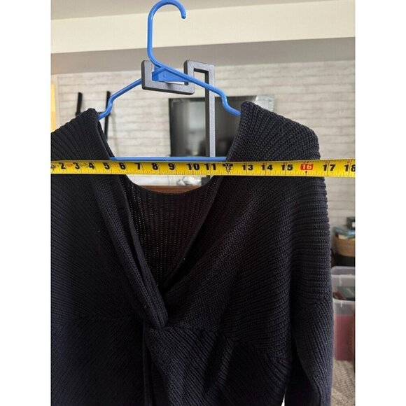 Loft Black Twist Back Sweater Long Sleeve Pullover Womens Size Large - Picture 4 of 6